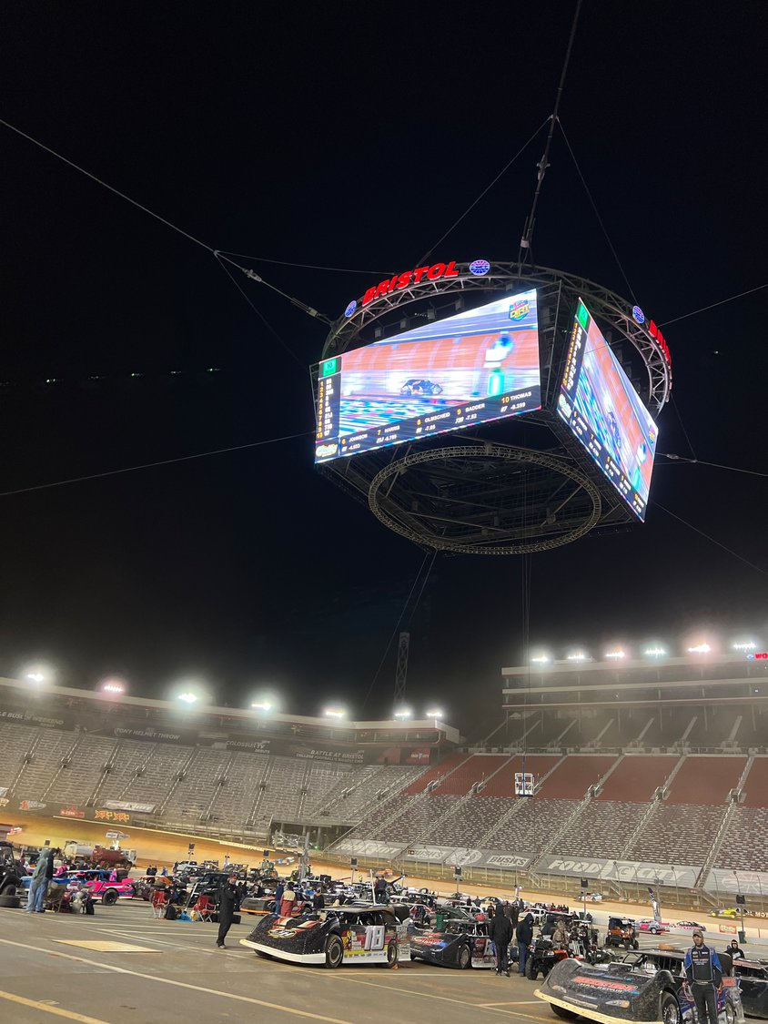 Bristol Motor Speedway is turned into a dirt track.